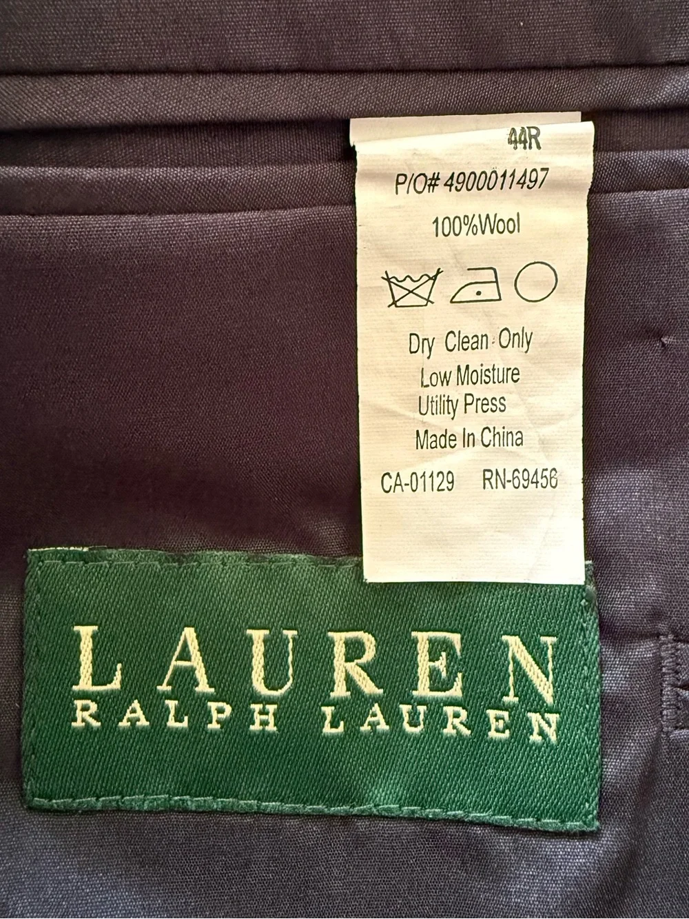 LAUREN Ralph Lauren Navy Blue Wool Gold Button Sport Coat Blazer Jacket Men 44R